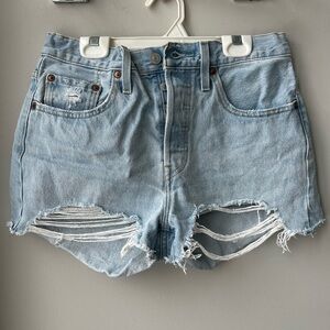 Levi's Light Blue Distressed Jean Shorts
